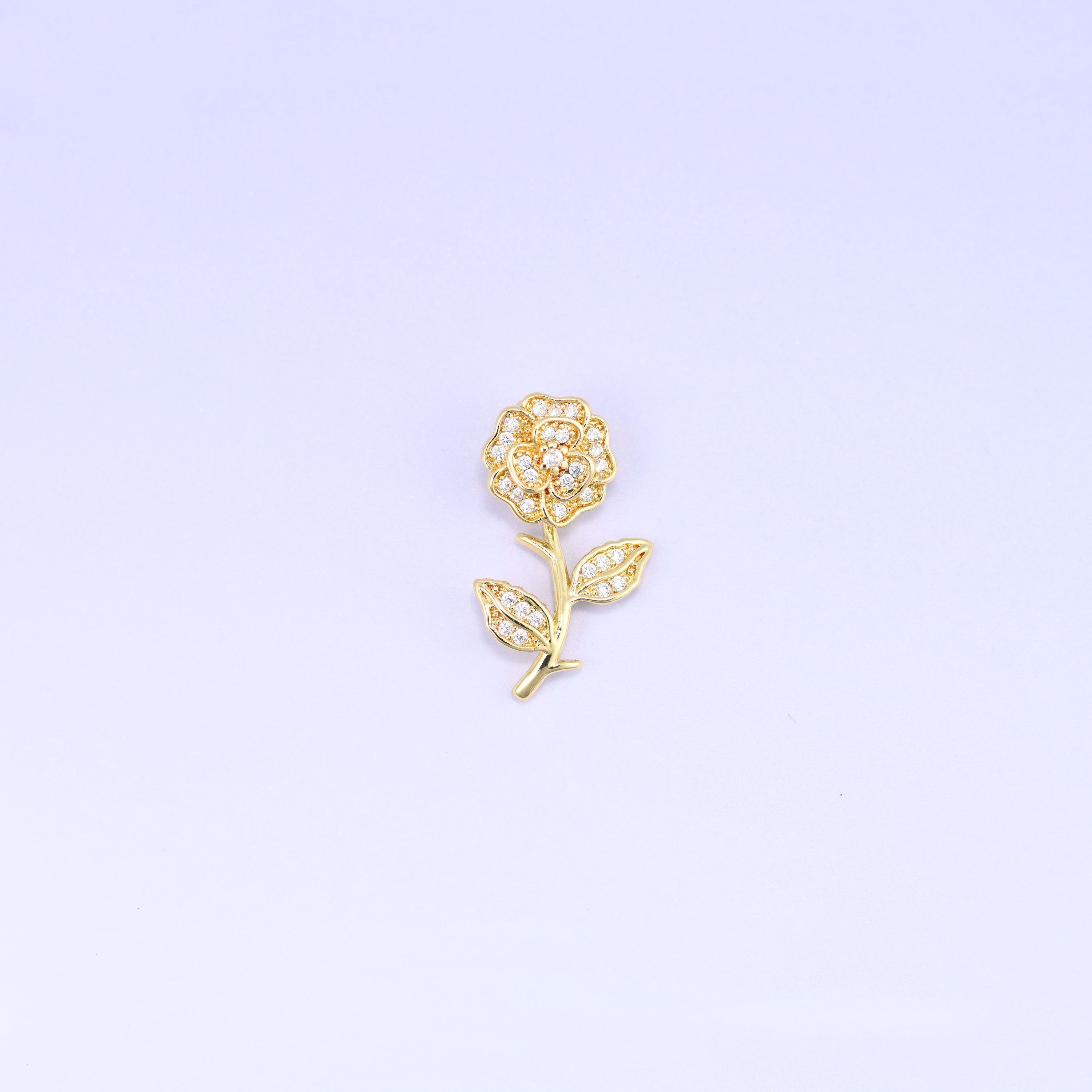 18K Gold Plated Brass Rose Charm Pendant