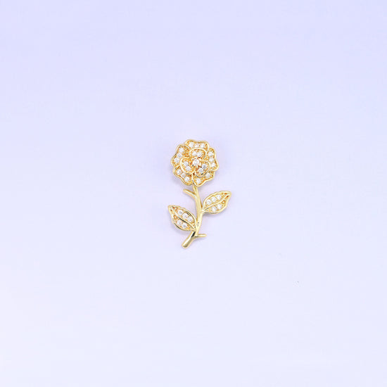 18K Gold Plated Brass Rose Charm Pendant