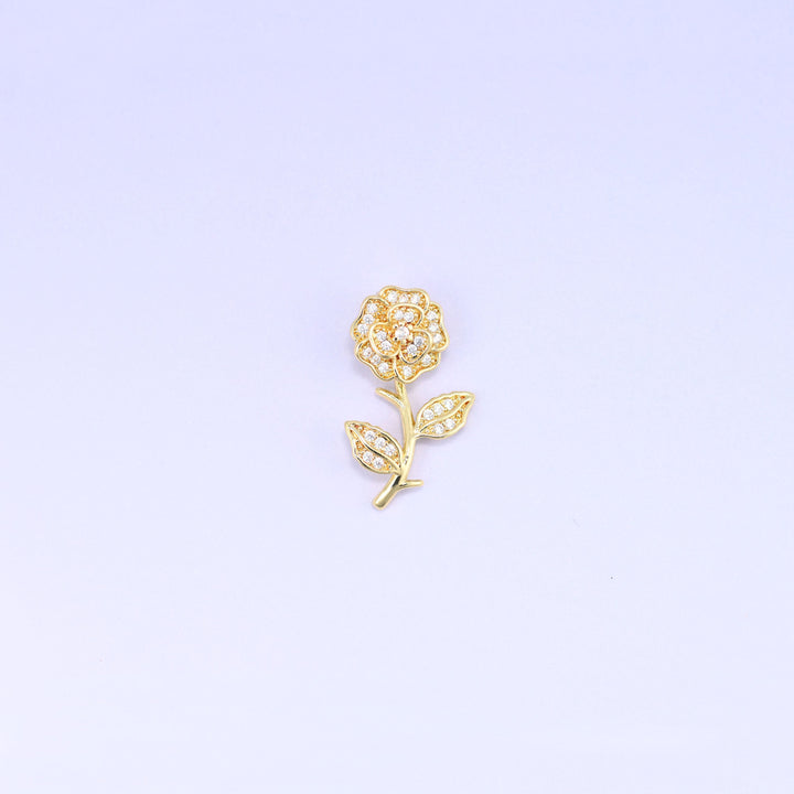 18K Gold Plated Brass Rose Charm Pendant