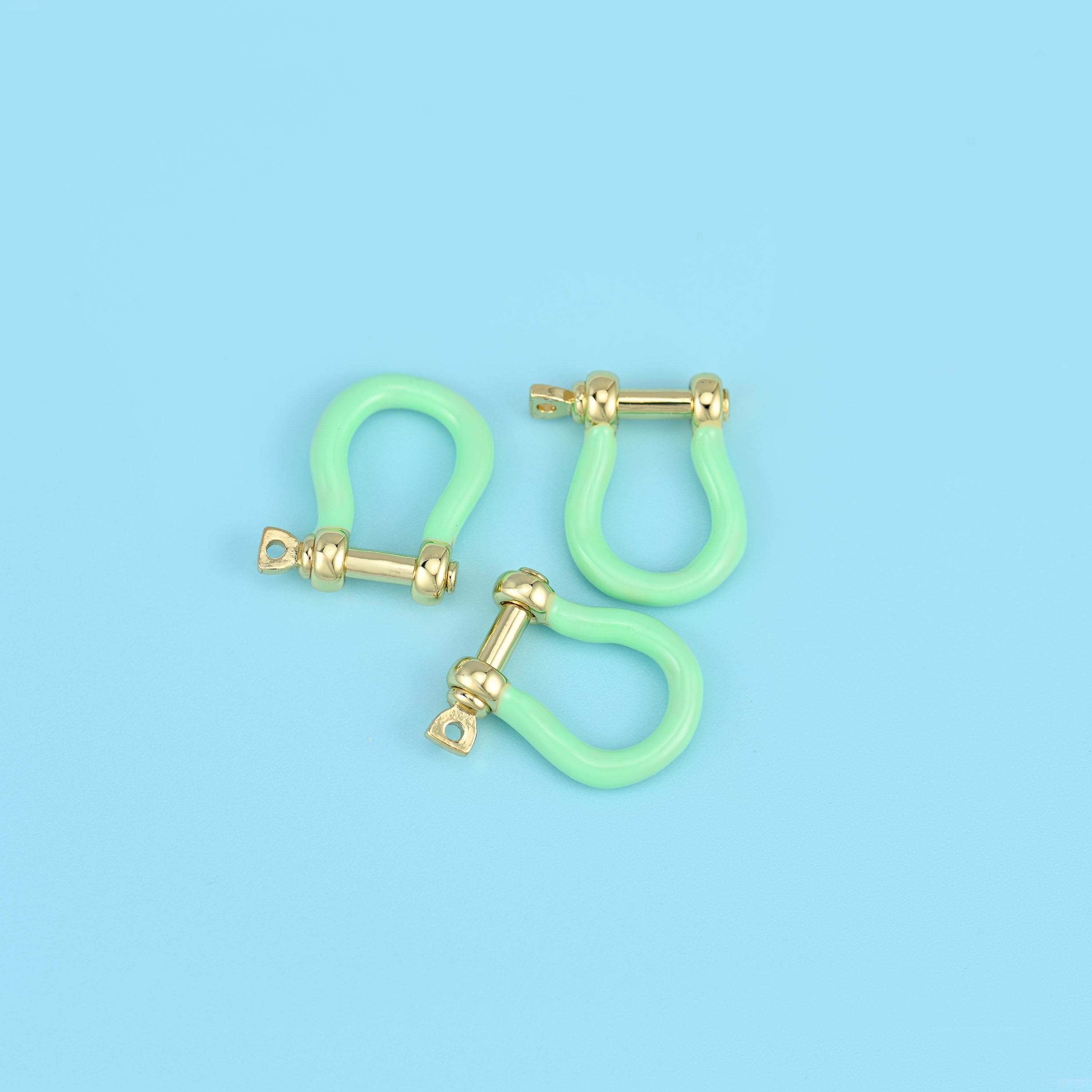 Enamel Horse Shoe Screw Clasp, 18K Gold Filled Lock Connector