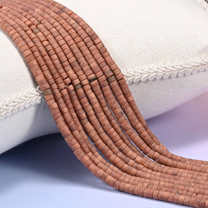 Matte Gold Sandstone Heishi Disc Beads