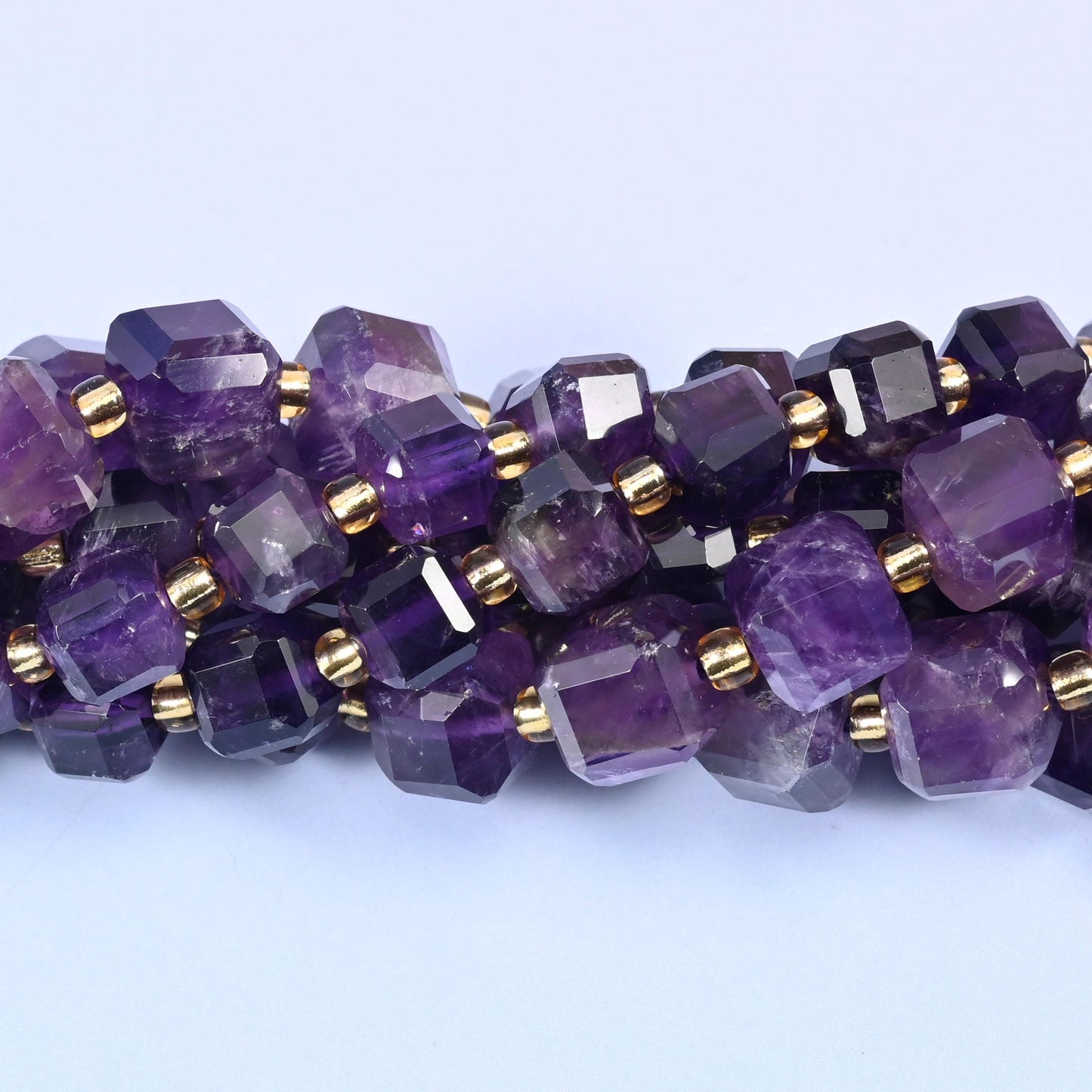 Dark Amethyst Faceted Cube Beads, sold per 15 inch strand