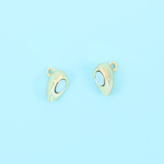 18K Gold Filled Heart Magnetic Clasp, smooth puffed heart that splits into two halves
