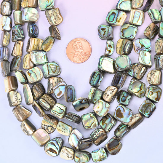 Abalone Shell Rectangle Beads: One Side Polished beads, Jewelry Making Supply, 15 Inch Strand