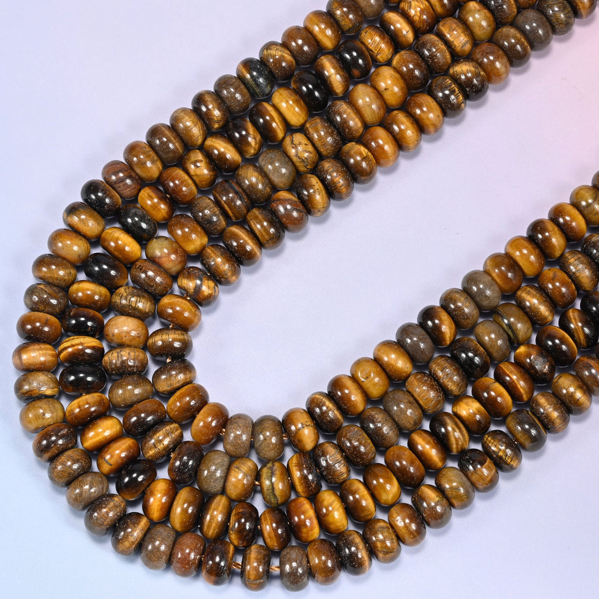 Natural Tiger's Eye Rondelle Beads, 15 inch strand.