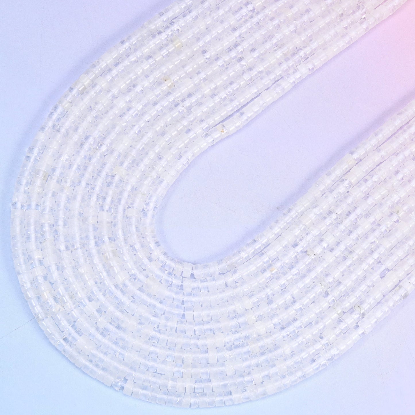 Clear Quartz Smooth Heishi Disc Beads 2x4mm, 15.5 inch strand
