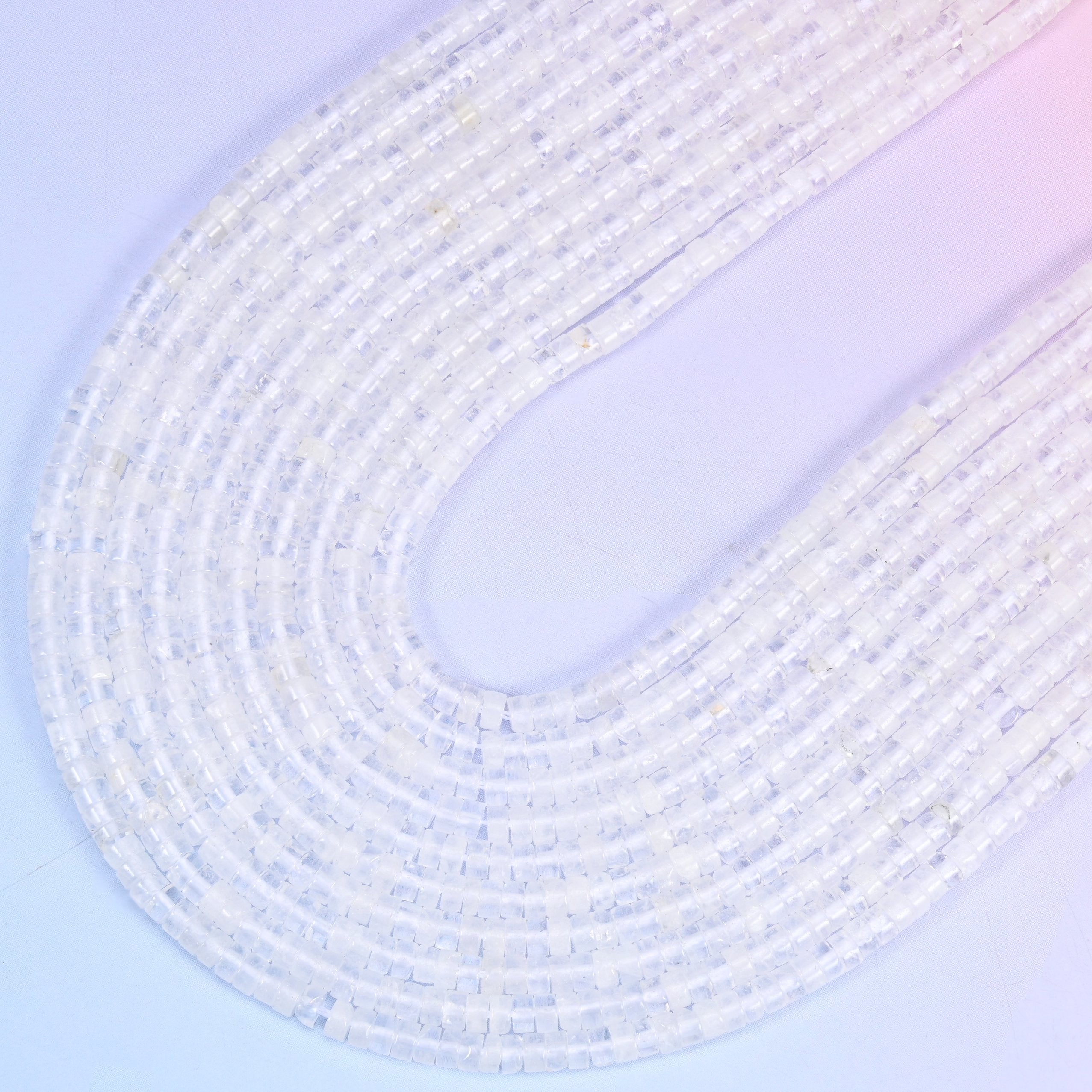 Clear Quartz Smooth Heishi Disc Beads 2x4mm, 15.5 inch strand