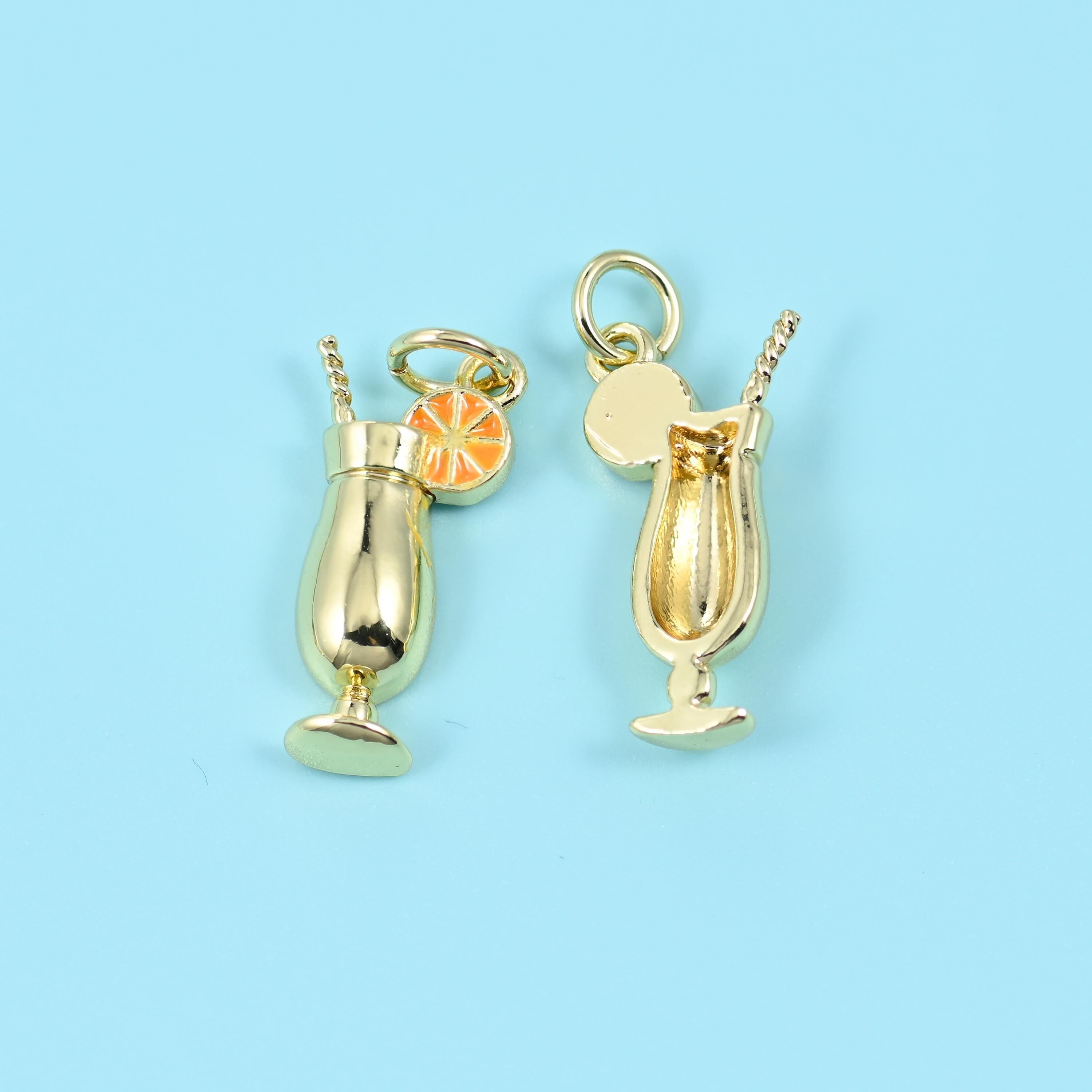 18K Gold Filled Enamel Beer Mug Charm 12.42x8.11mm, 1 Piece