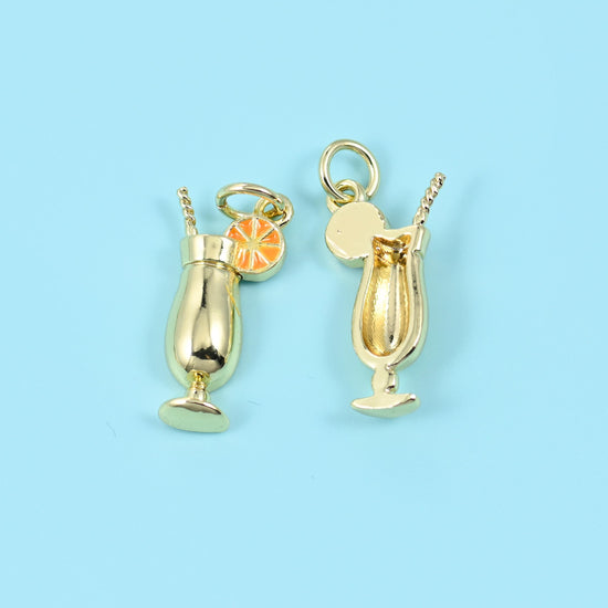18K Gold Filled Enamel Beer Mug Charm 12.42x8.11mm, 1 Piece