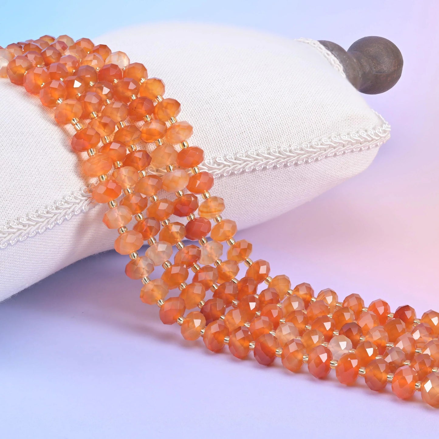 Orange Carnelian Faceted Rondelle Beads 6x10mm