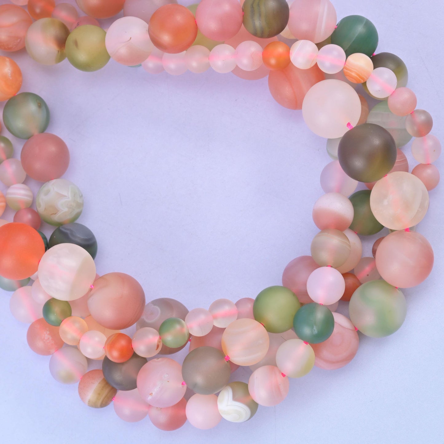 Multi-Color Yanyuan Agate Matte Round Beads, 14 Inch Strand