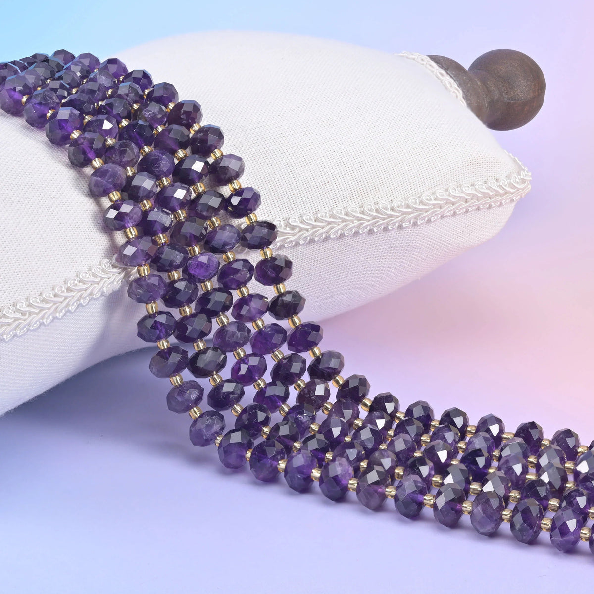 Natural gemstone faceted rondelle beads for jewelry making