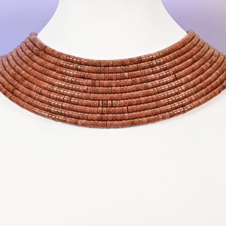 Gold Sandstone man-made glass beads, smooth heishi disc, 2x4mm