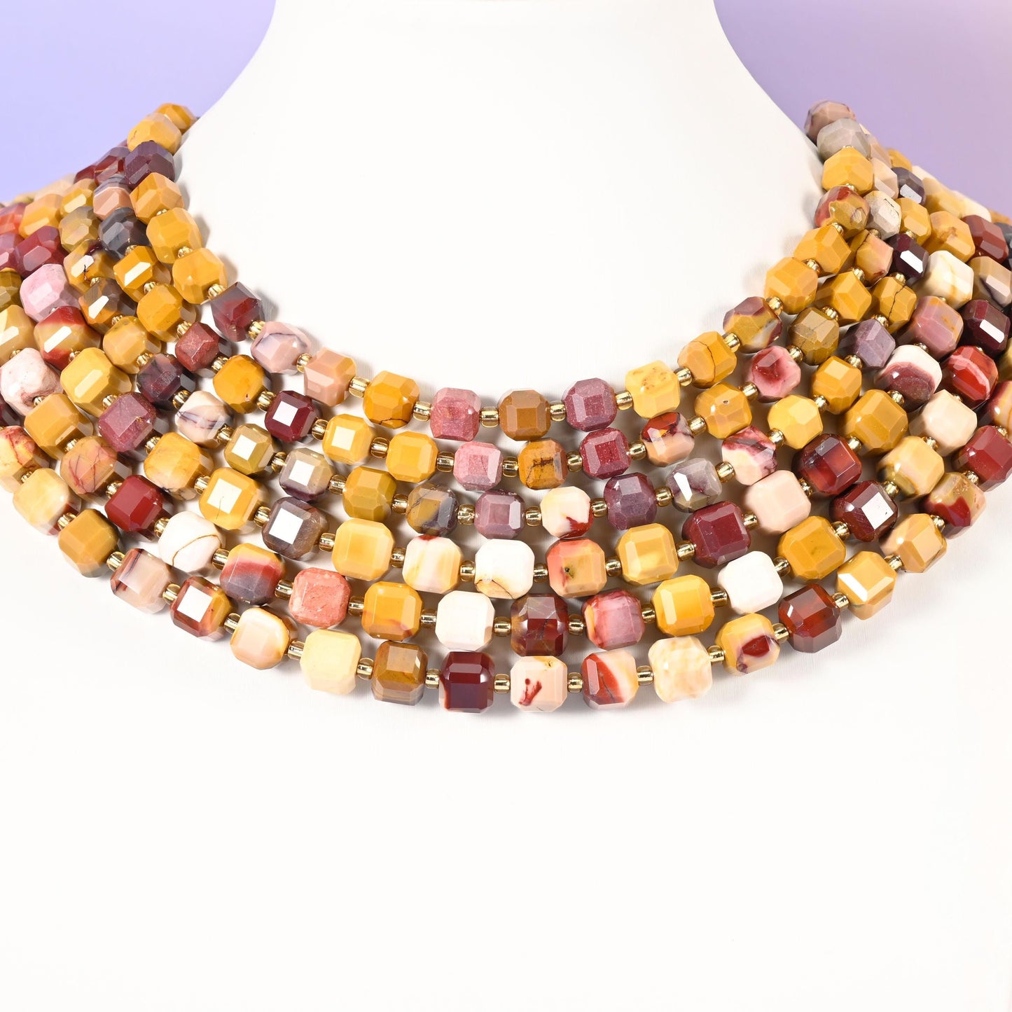 Mookaite Jasper beads, faceted cube, 6mm and 8mm