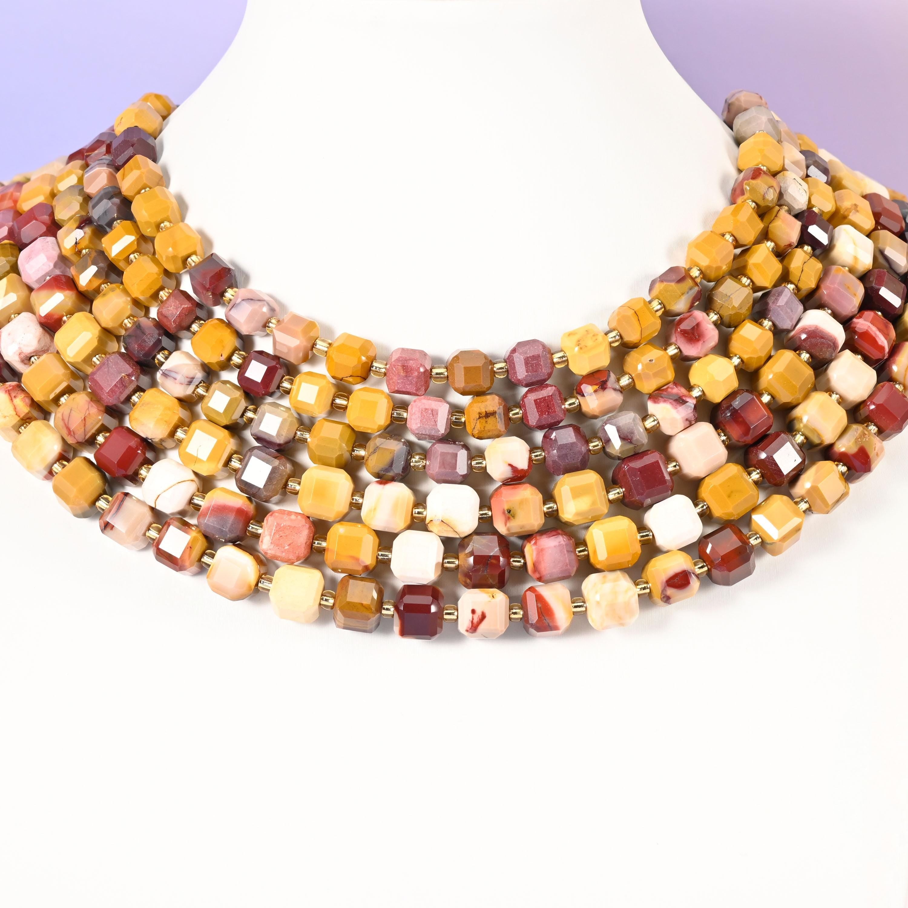 Mookaite Jasper beads, faceted cube, 6mm and 8mm