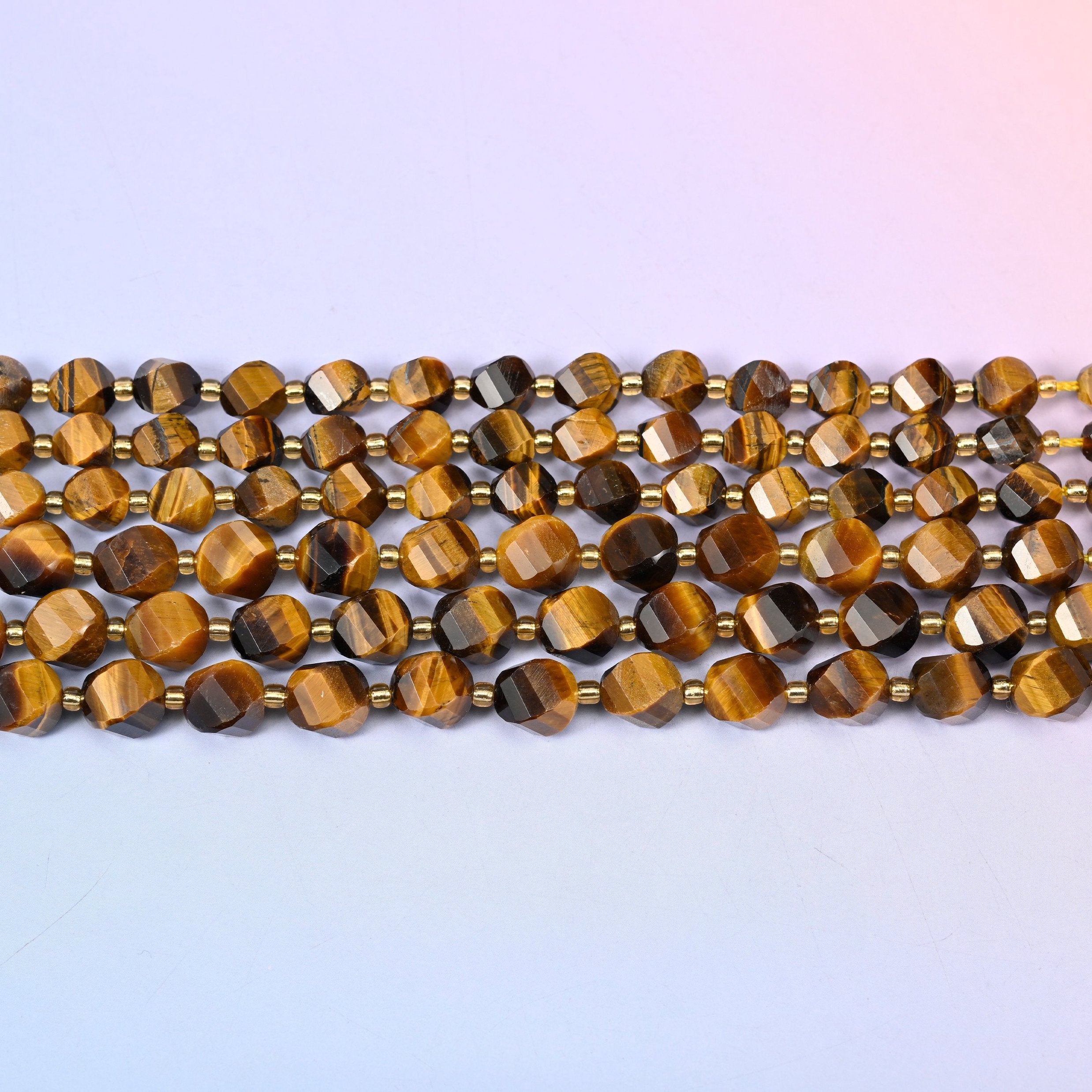 Tiger Eye beads in honey gold and toffee brown banding