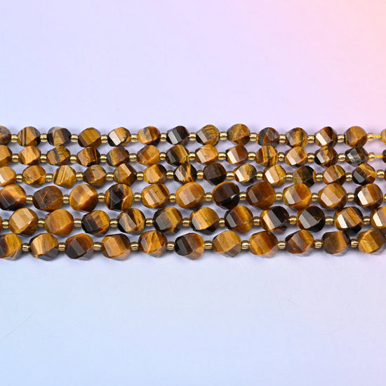 Tiger Eye beads in honey gold and toffee brown banding