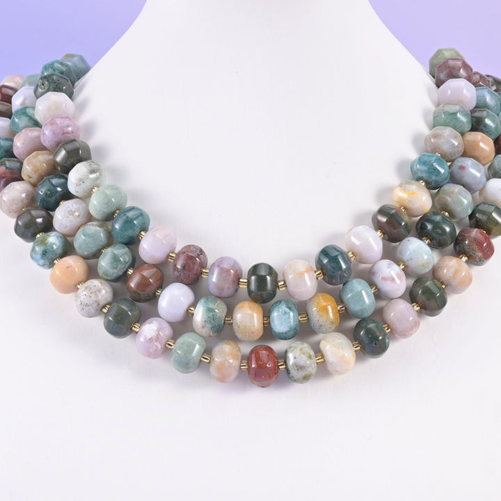 Indian agate pumpkin beads, smooth rondelle shape, 12x8mm