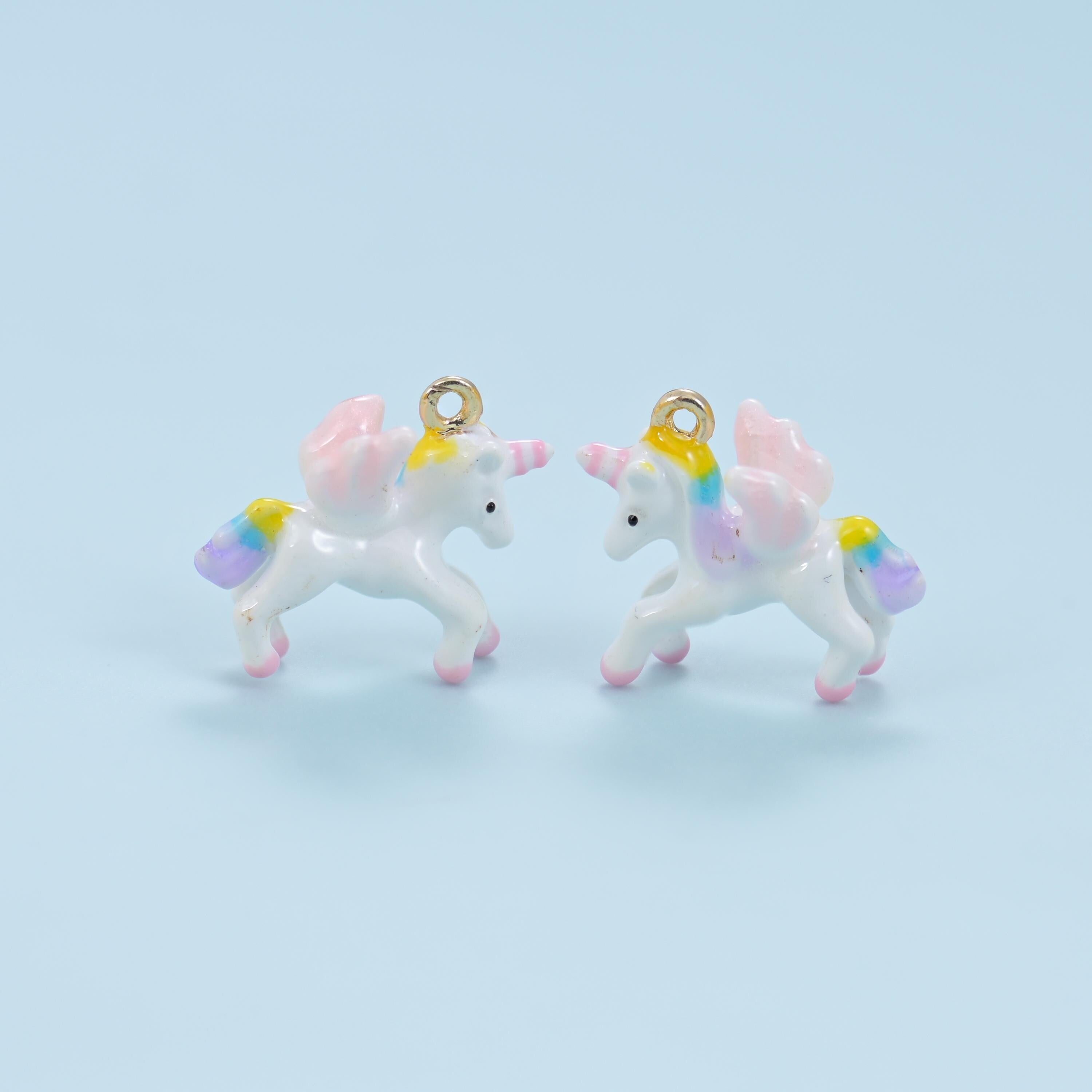 Enamel Unicorn Charm 19x15mm, 18K Gold Filled