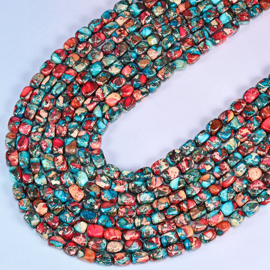 Red Dyed Sea Sediment Jasper Nugget Beads, 15 inch strand