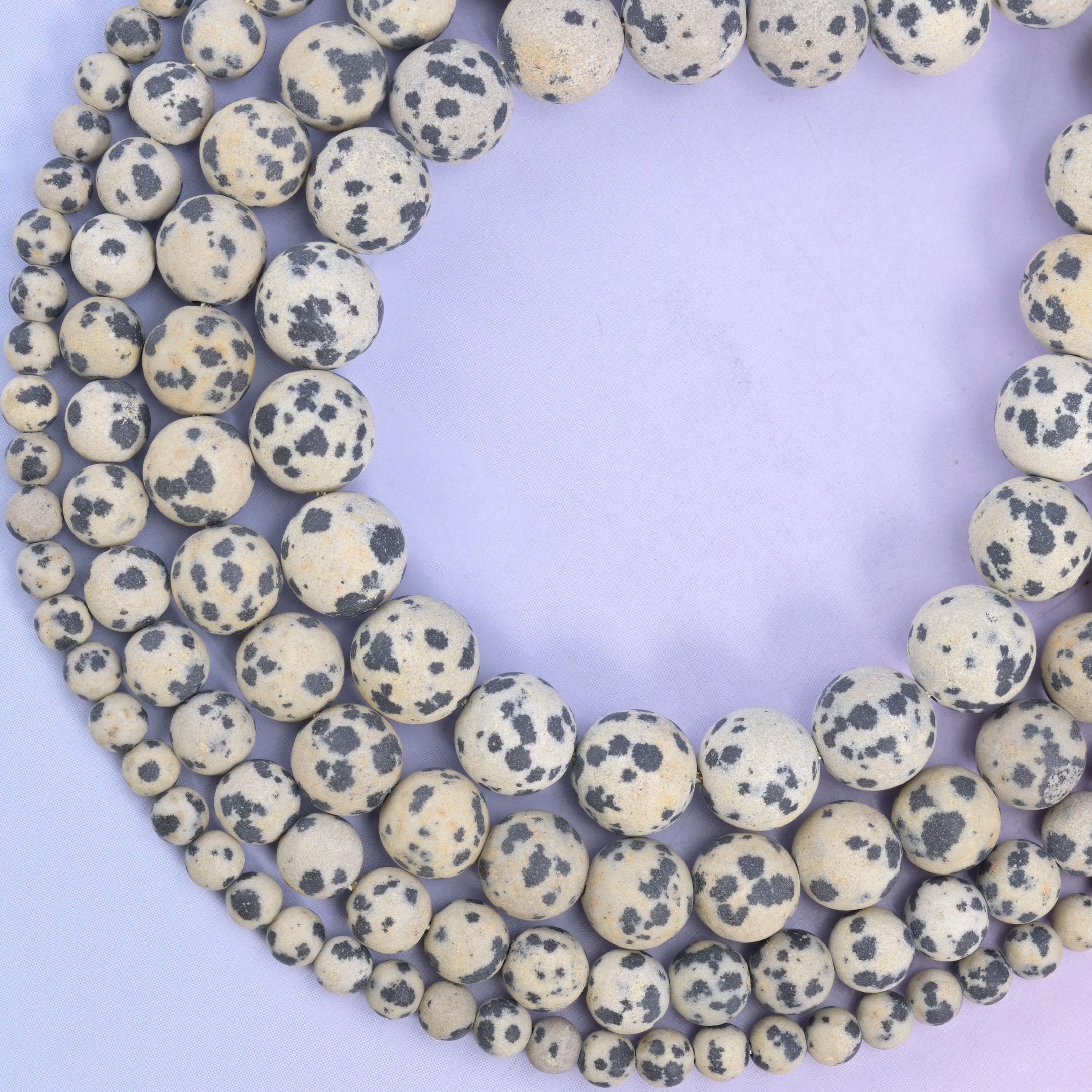 Dalmatian Jasper round beads, up to 88 beads per strand
