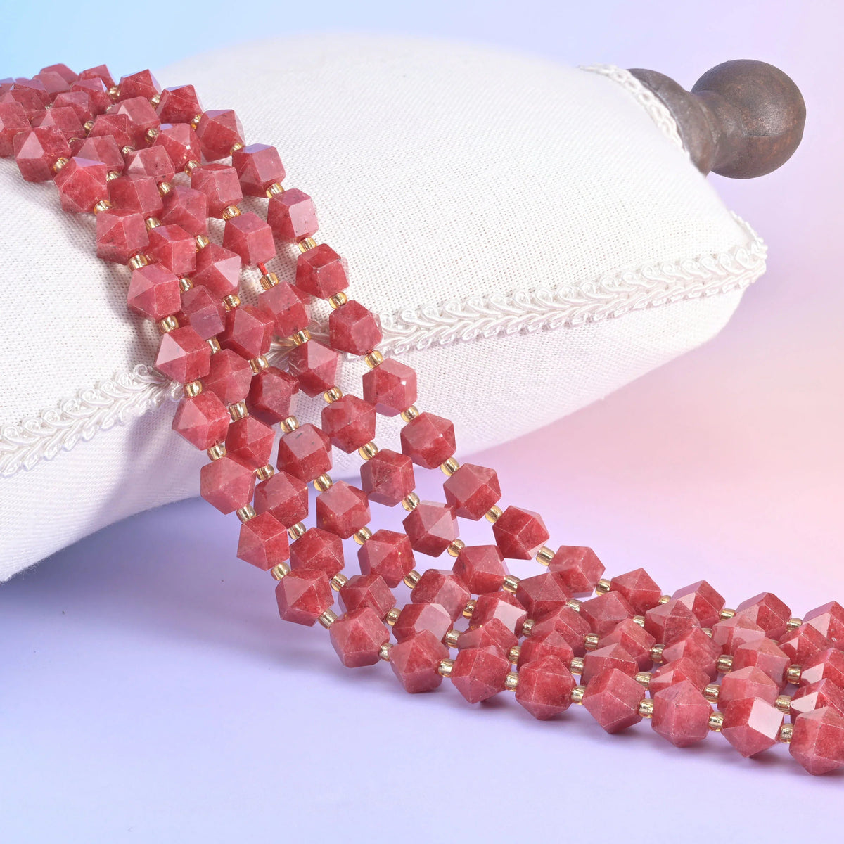 Diamond Rhombus Gemstone Beads, stone choices include Landscape Jasper and Red Hematoid.
