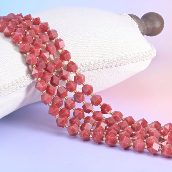 Diamond Rhombus Gemstone Beads, stone choices include Landscape Jasper and Red Hematoid.