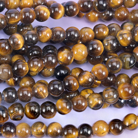 Tiger Eye Large Hole Round Beads 6mm 8mm 10mm, hole 2.0mm (6mm bead), 2.5mm (8mm and 10mm beads), centre drilled