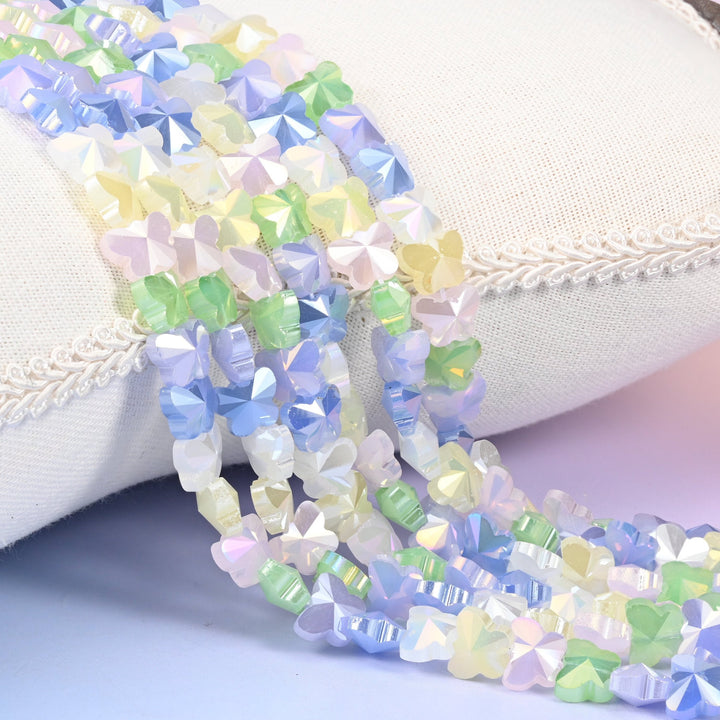 Colorful Frosted Butterfly Glass Beads 7.6x9.6mm