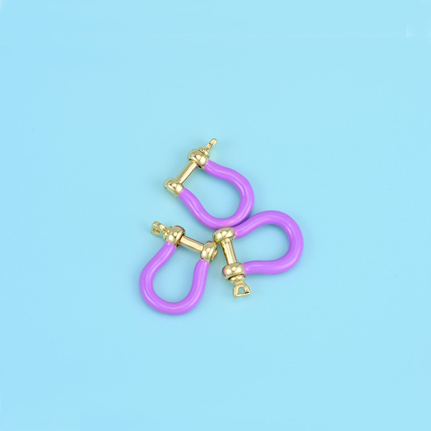Horse Shoe Shackle Clasp, 18K gold-filled, colorful enamel horseshoe