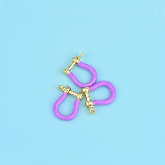 Horse Shoe Shackle Clasp, 18K gold-filled, colorful enamel horseshoe