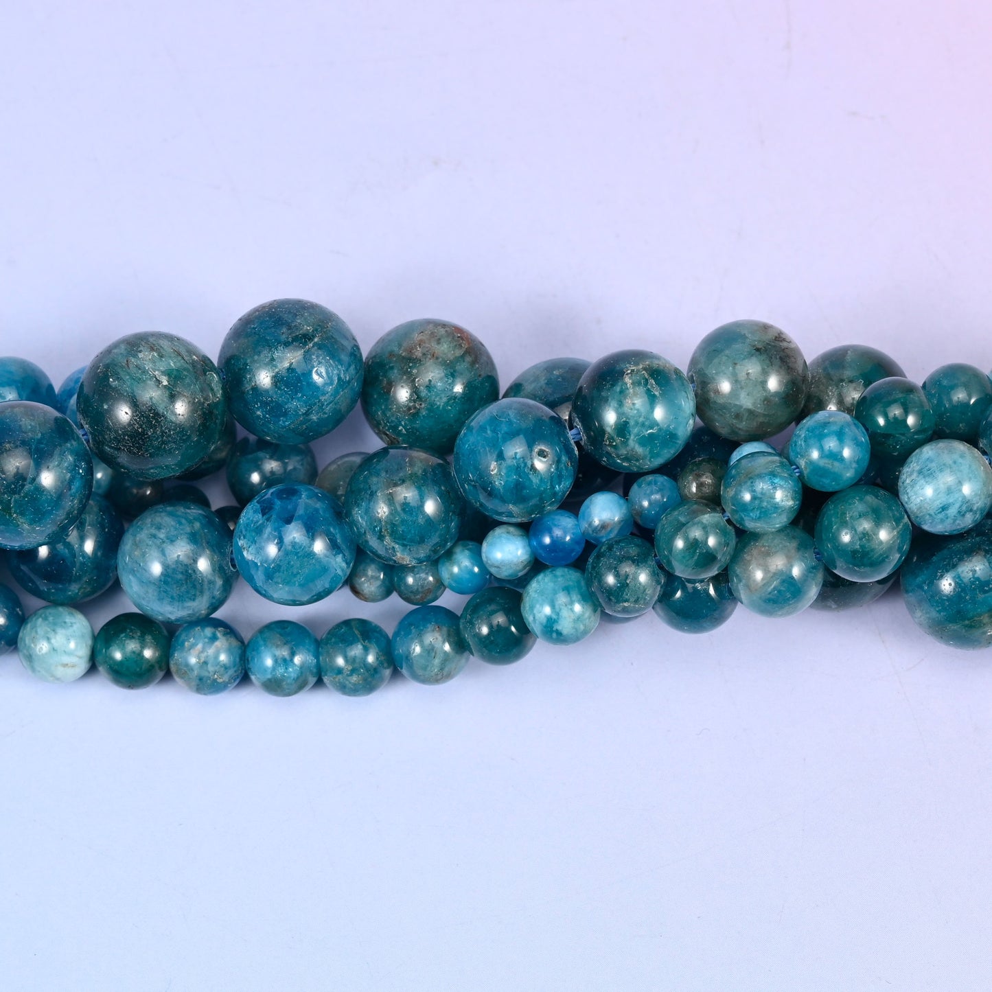 Blue Apatite Smooth Round Beads: Jewelry Making 15.5 Inch Strand