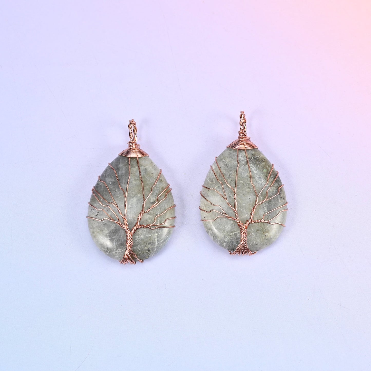 Teardrop Crystal Pendant with Copper Wired Tree