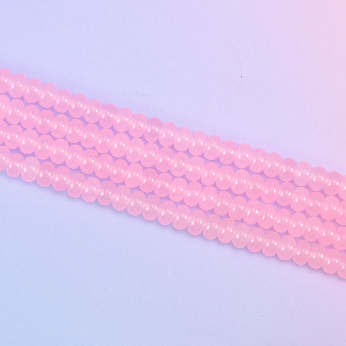 Pink Dyed Jade Smooth Rondelle Beads, 15 inch strand