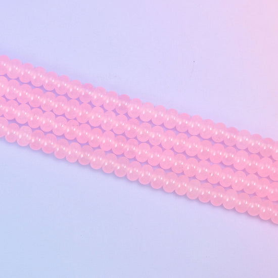 Pink Dyed Jade Smooth Rondelle Beads, 15 inch strand