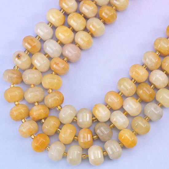 Yellow jade pumpkin beads, hole approximately 1.4mm
