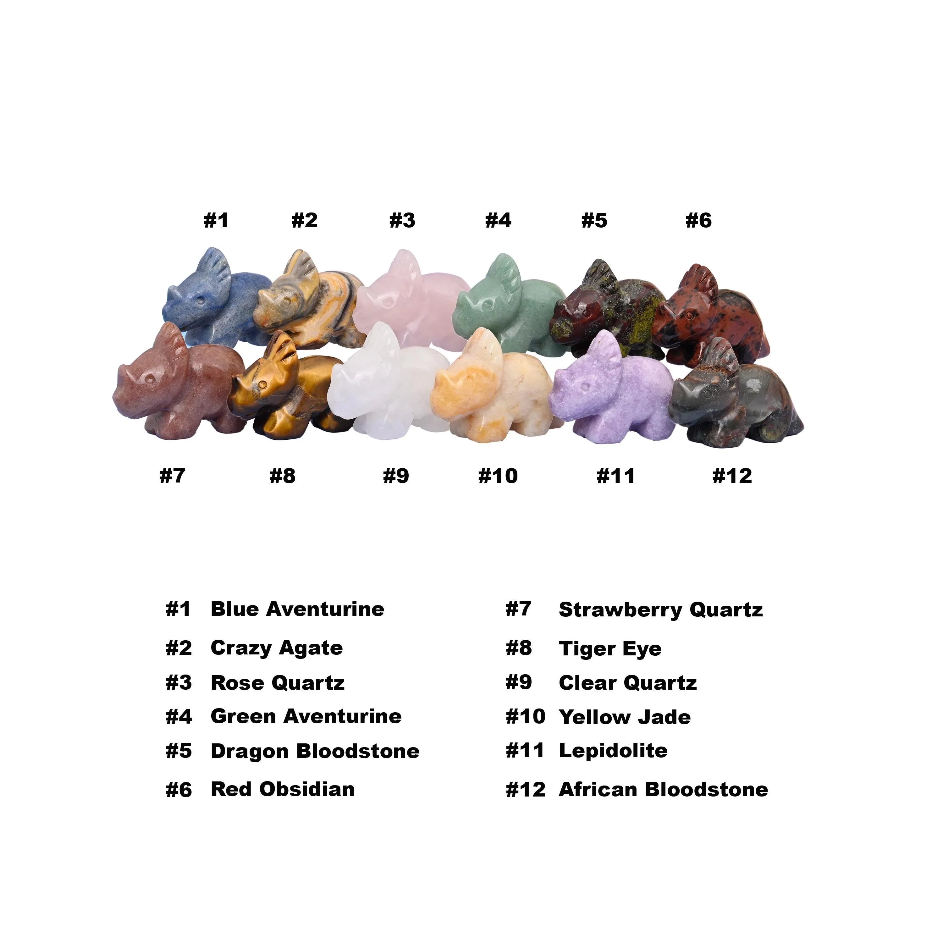 2.0 Inch Triceratops Dinosaur Crystal Carving Figurines