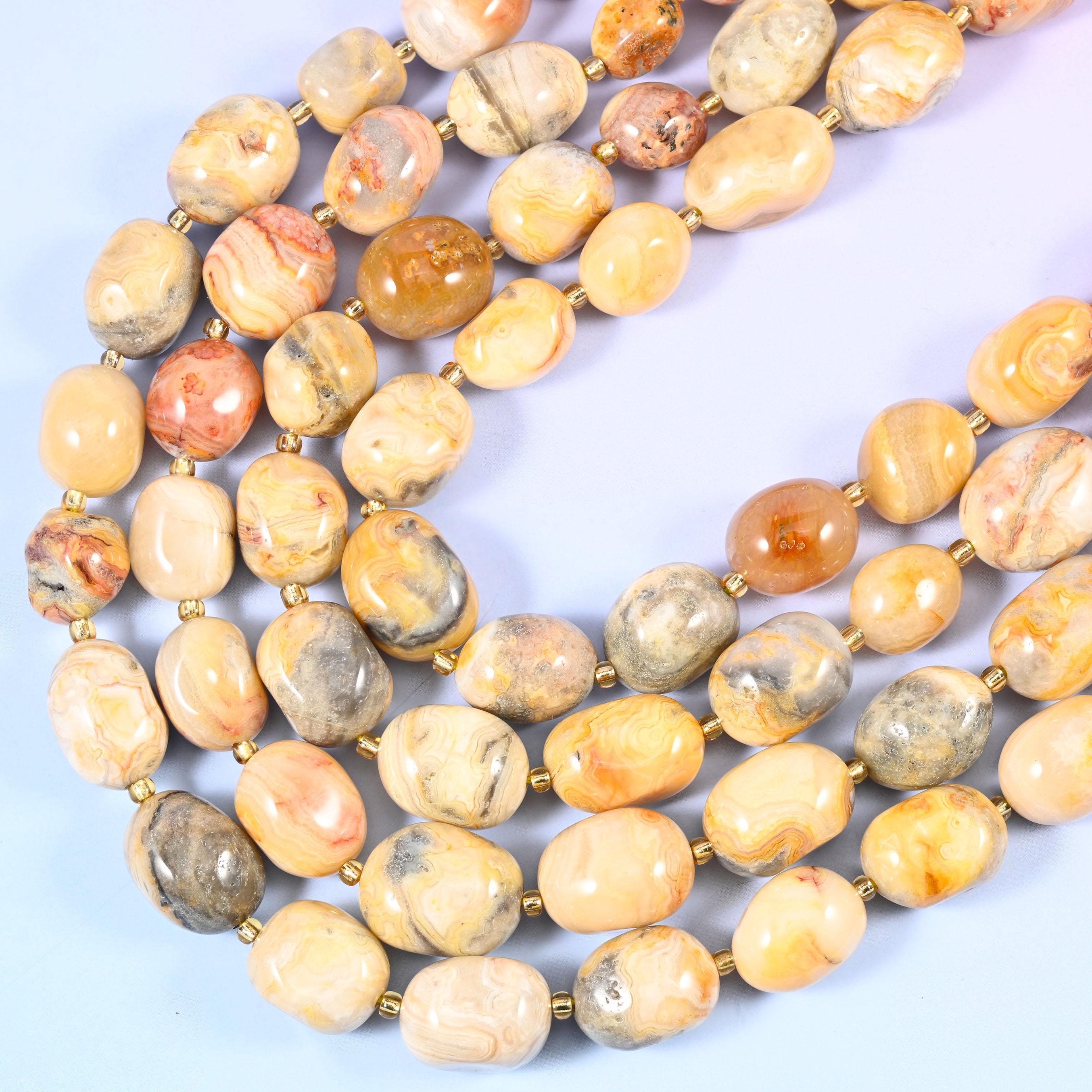 Crazy Agate Nugget Oval Beads 10-17mm, 15.5 inch strand