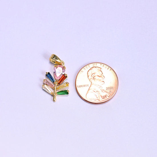 18K gold plated brass leaf charm pendant, approx 19.06mm x 12.03mm