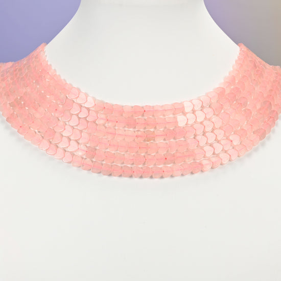 Rose Quartz Flat Heart Beads: Size 6mm, Jewelry Making, 15 Inch Strand