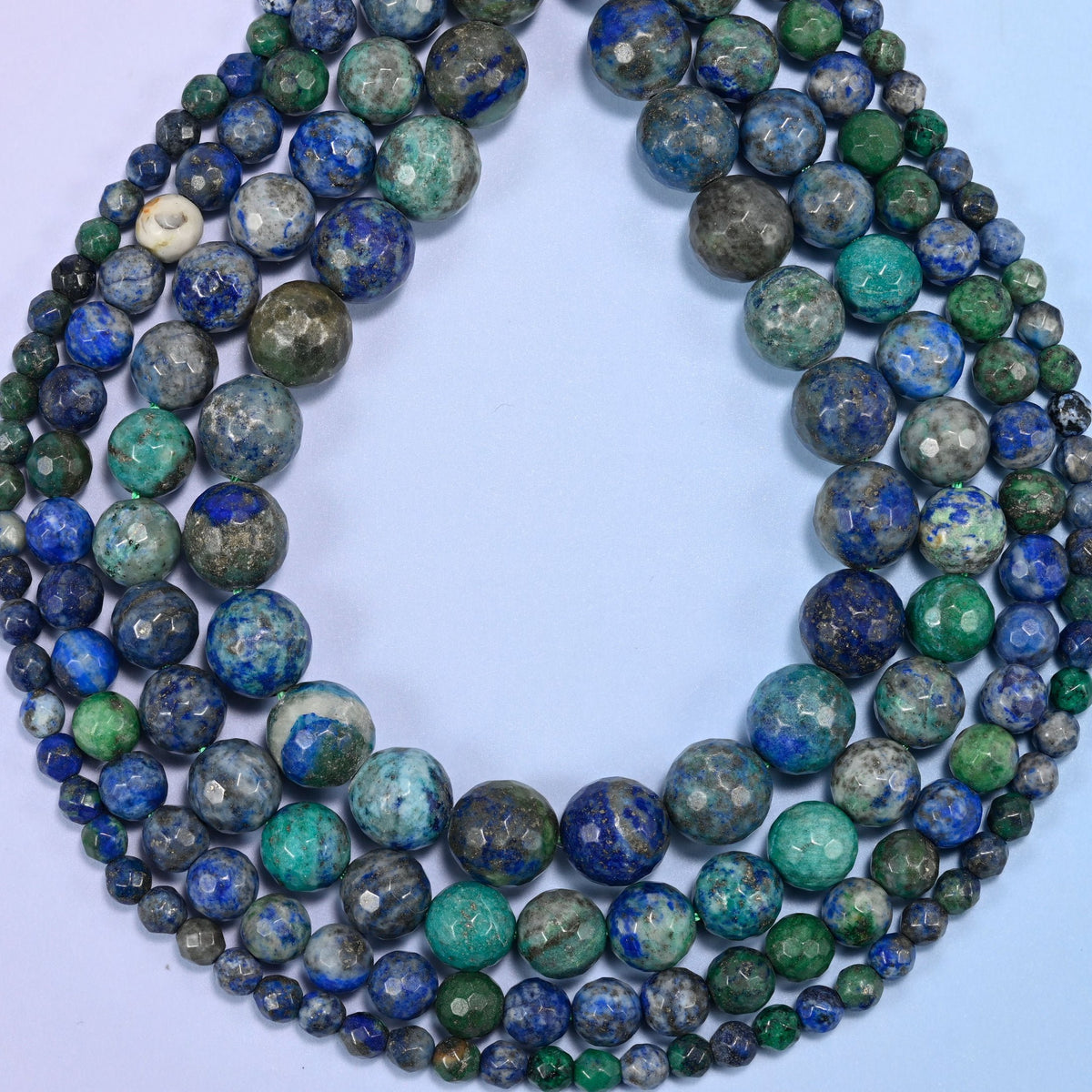 Phoenix Lapis Faceted Round Beads, hole 0.8mm to 1.0mm
