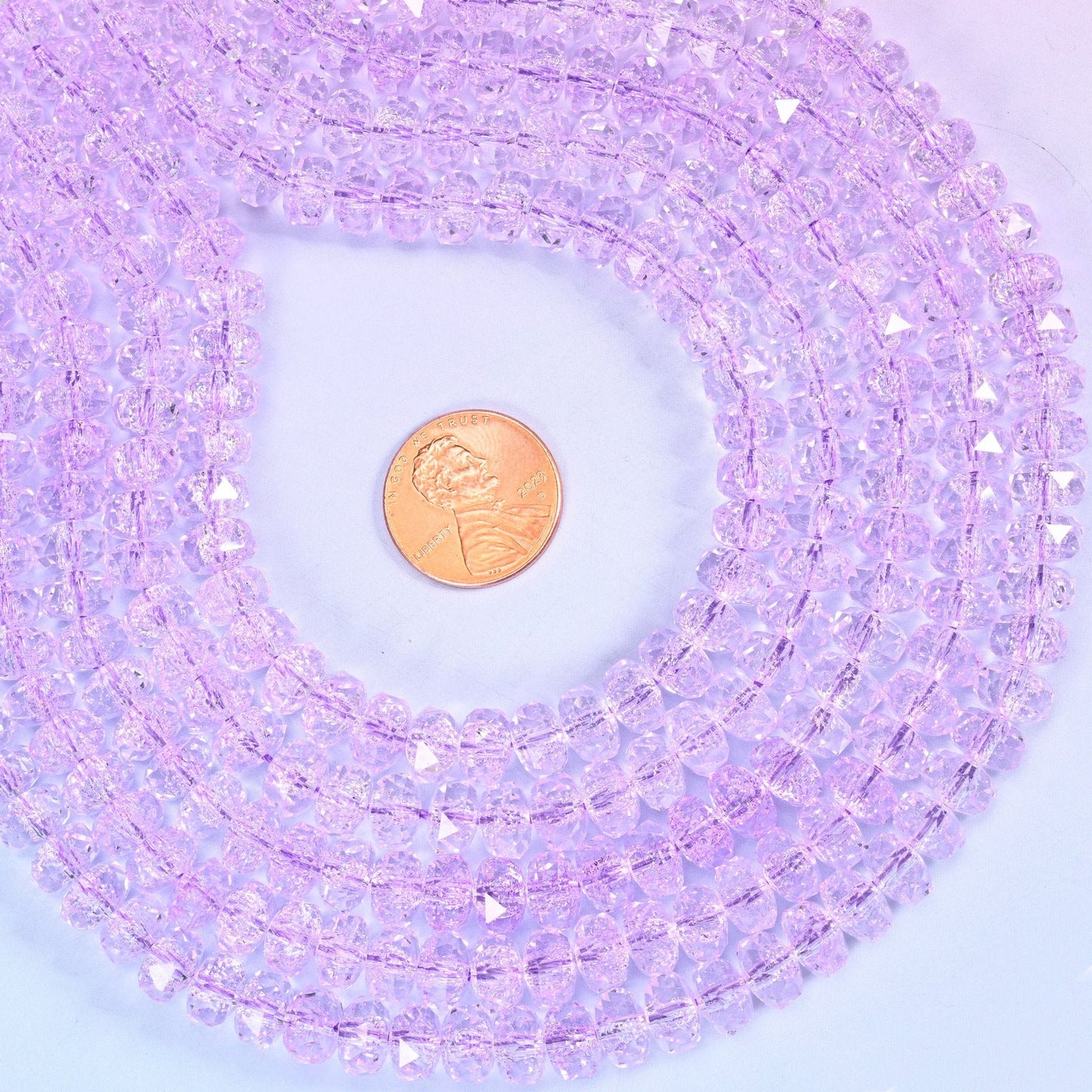 Transparent Purple Faceted Rondelle Glass Beads for jewelry making