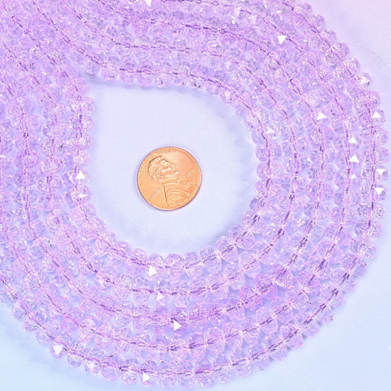 Transparent Purple Faceted Rondelle Glass Beads for jewelry making
