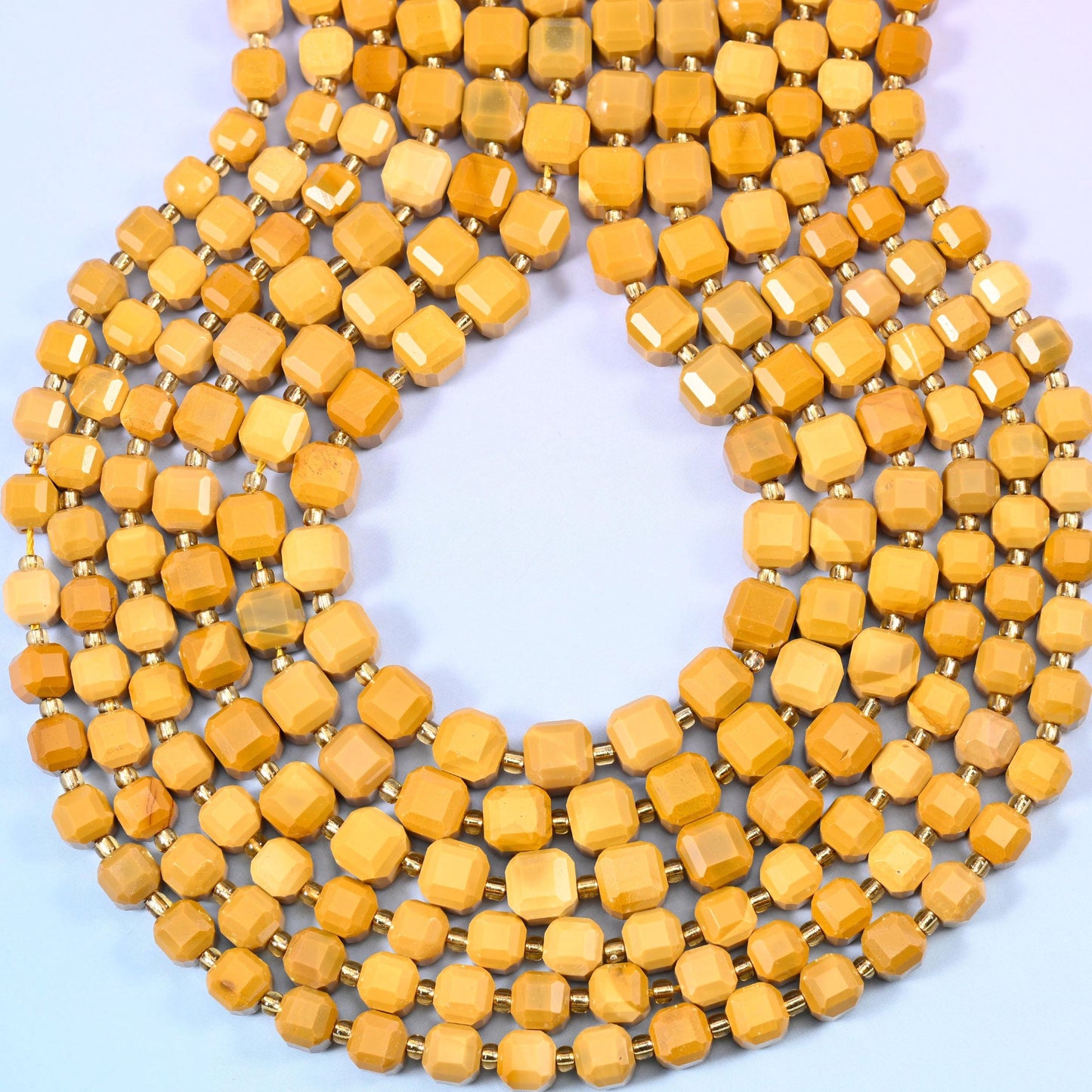 Yellow Mookaite Jasper Faceted Cube Beads, 1.2mm hole