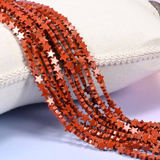 Red Jasper Flat Star Beads
