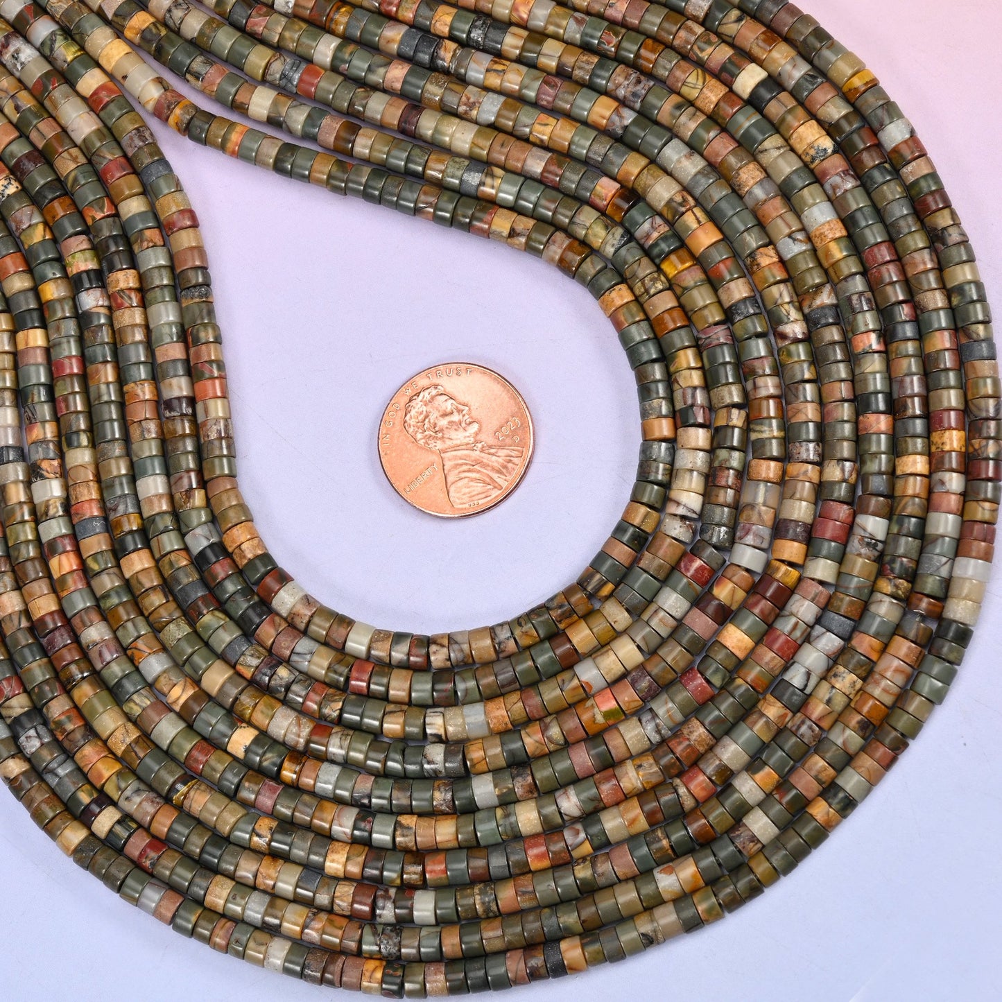 Creek Jasper Smooth Heishi Disc Beads: Jewelry Making Supply, 15.5 Inch Strand