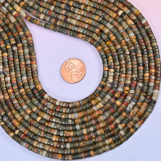 Creek Jasper Smooth Heishi Disc Beads: Jewelry Making Supply, 15.5 Inch Strand