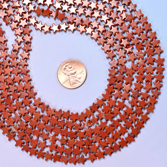 Red Jasper Flat Star Beads: Size 6mm, Jewelry Making, 15 Inch Strand