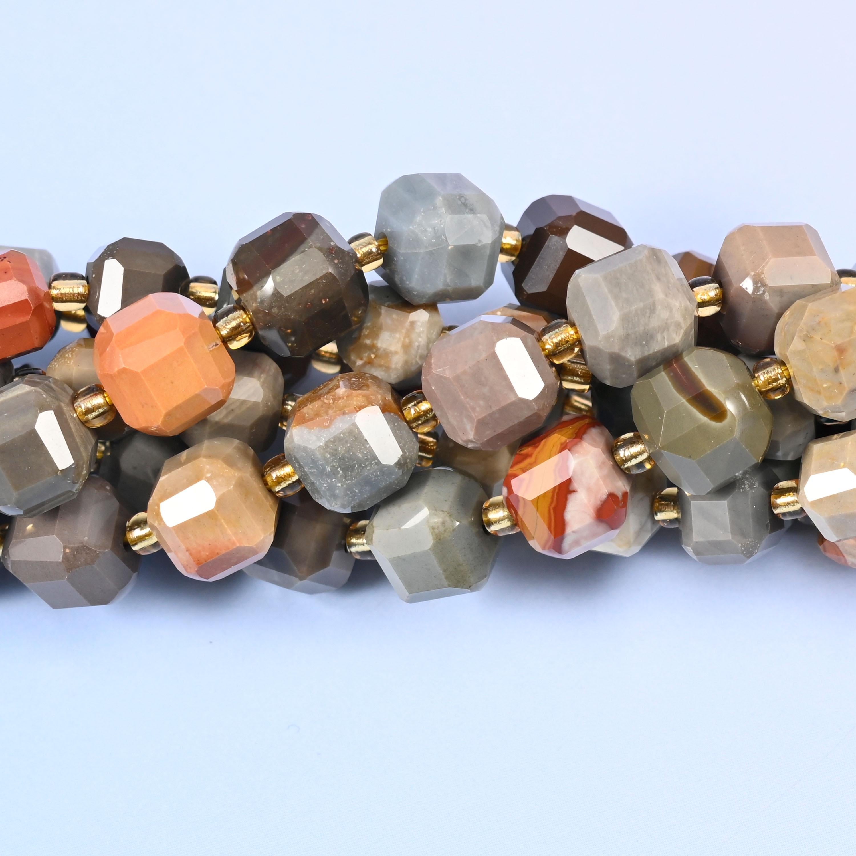 American Picture Jasper Faceted Cube Beads 6mm 8mm, 6mm approximately 43 beads / 8mm approximately 38 beads