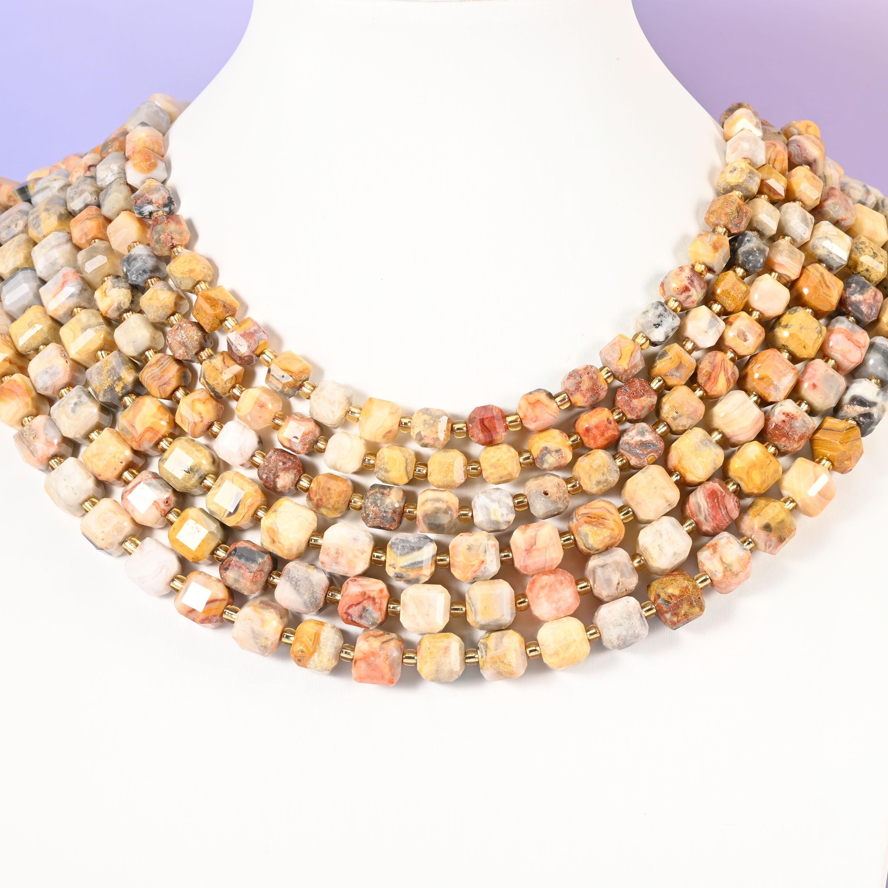 Crazy Agate beads, faceted cube, 6mm and 8mm